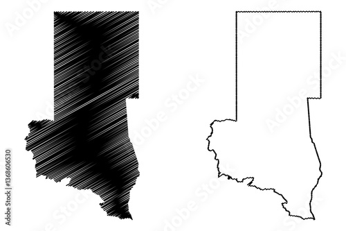 North Darfur state (Republic of the Sudan, North Sudan) map vector illustration, scribble sketch North Darfur map