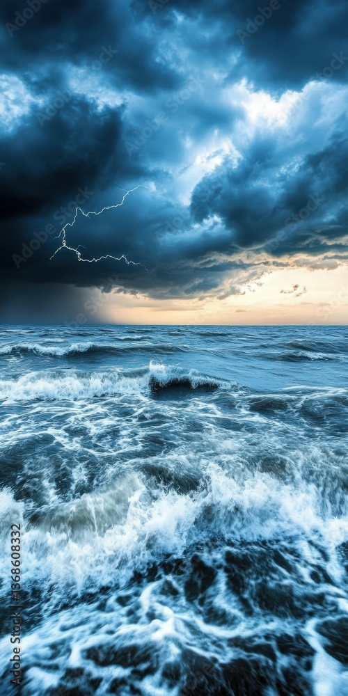 Fototapeta premium Storm clouds gather over a restless sea
