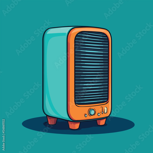 cartoon air cooler no details solid background