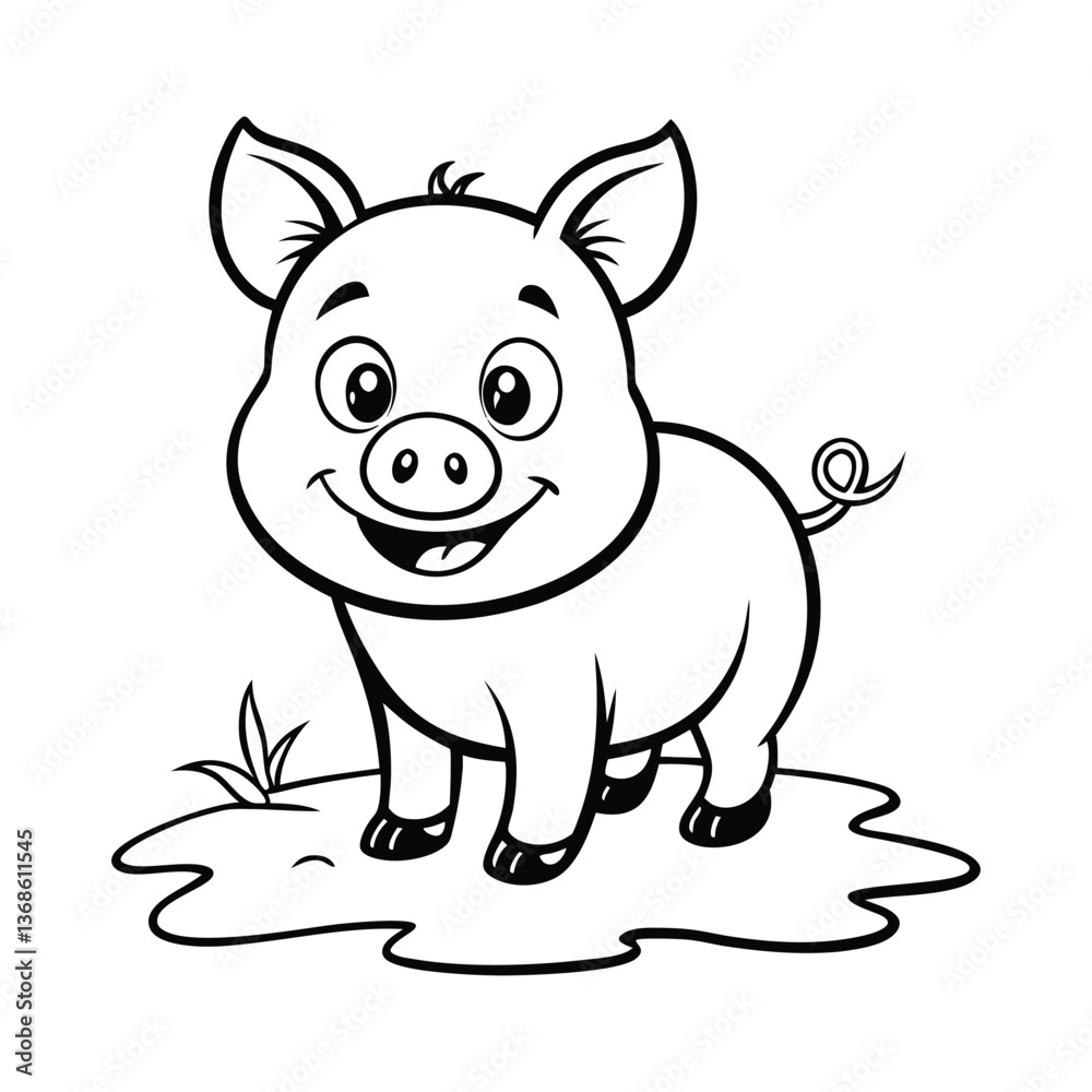 🐷 Playful Cartoon Piglet 🎨 | Fun Farm Character Design for Print 🐷 Playful Cartoon Piglet 🎨 | Fun Farm Character Design for Print