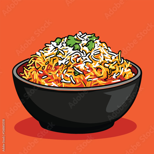 cartoon Biryani no details solid background bright color
