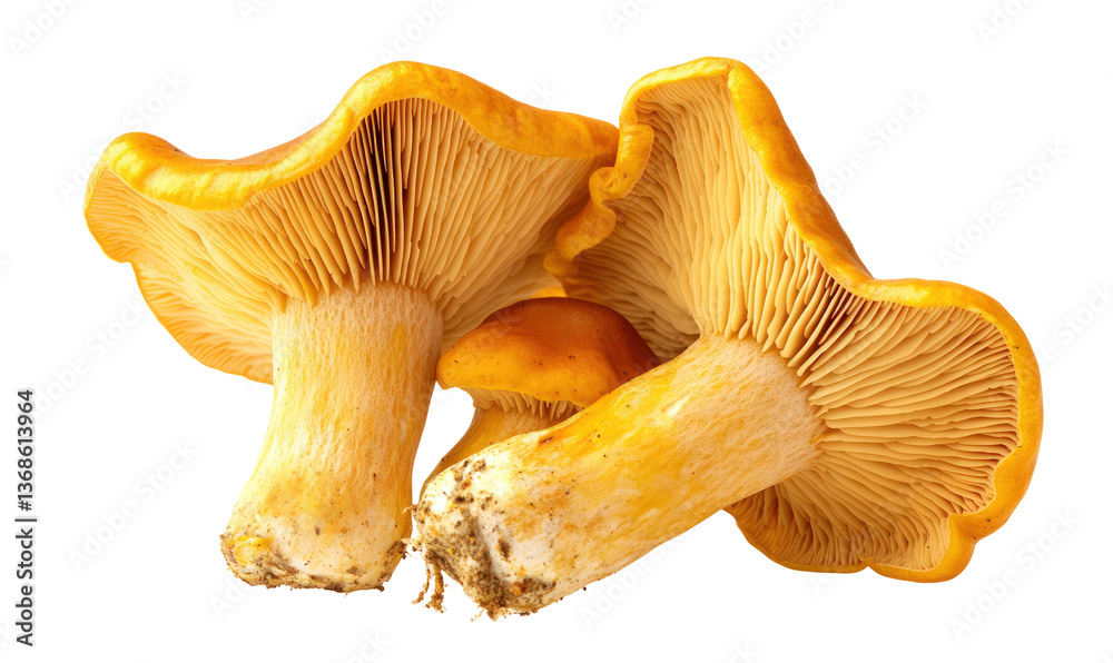 Close-up of two chanterelle mushrooms Close-up of two chanterelle mushrooms