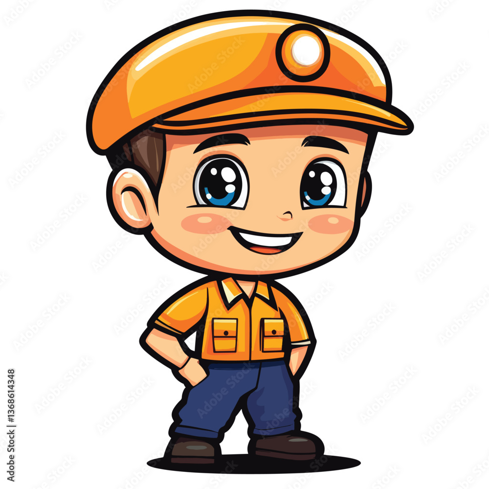 cartoon cute Train Operator boy mascot cartoon cute Train Operator boy mascot
