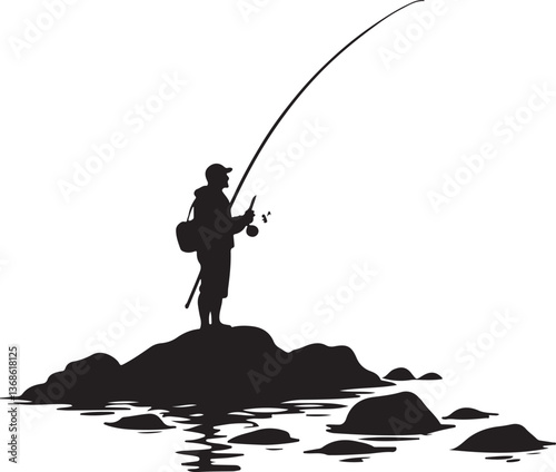 "Vintage Fishing Silhouettes - Fisherman & Angling Vector Illustrations"
