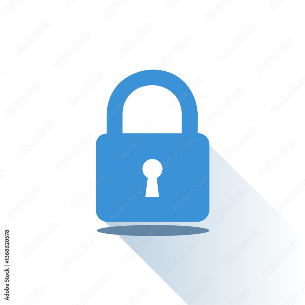 Secure Blue Lock Icon on White Background. Secure Blue Lock Icon on White Background.