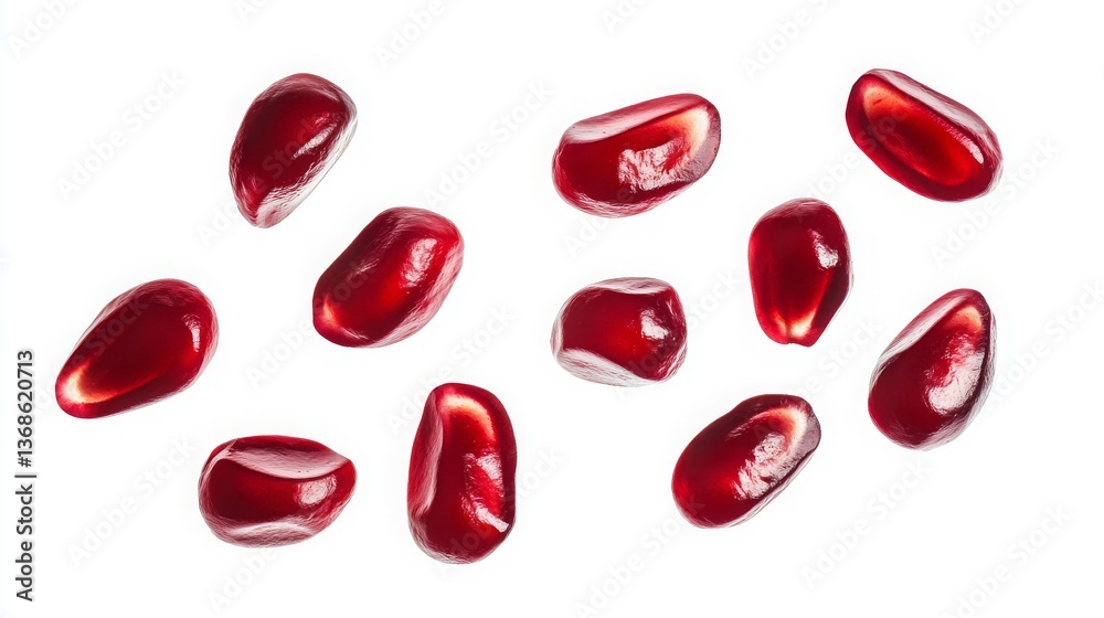 Pomegranate seeds isolated on a white background with a clipping path Pomegranate seeds isolated on a white background with a clipping path