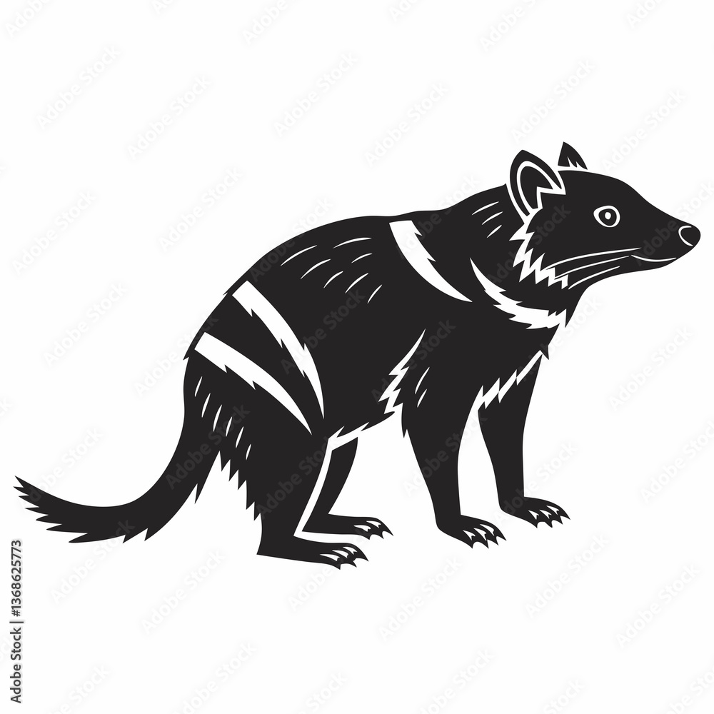 Fototapeta premium Tasmanian devil black silhouette icon vector