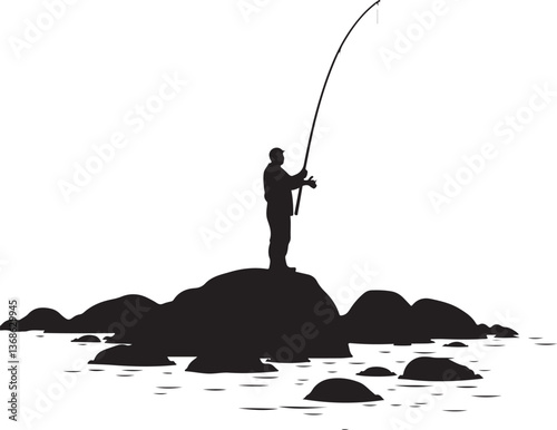 "Vintage Fishing Silhouettes - Fisherman & Angling Vector Illustrations"
