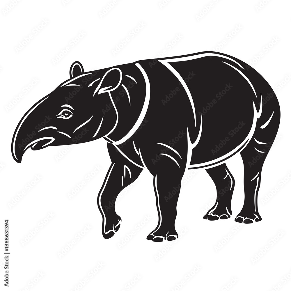 Fototapeta premium tapir black silhouette icon vector
