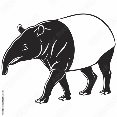 tapir black silhouette icon vector