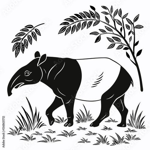 tapir black silhouette icon vector