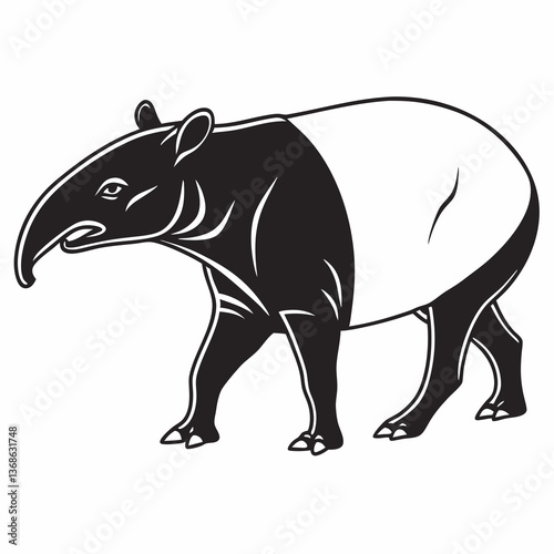 tapir black silhouette icon vector