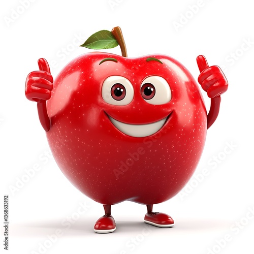 Happy cartoon apple character with thumbs up gesture