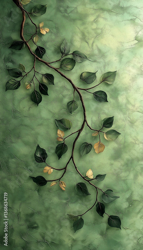 Green Leaves on Textured Background