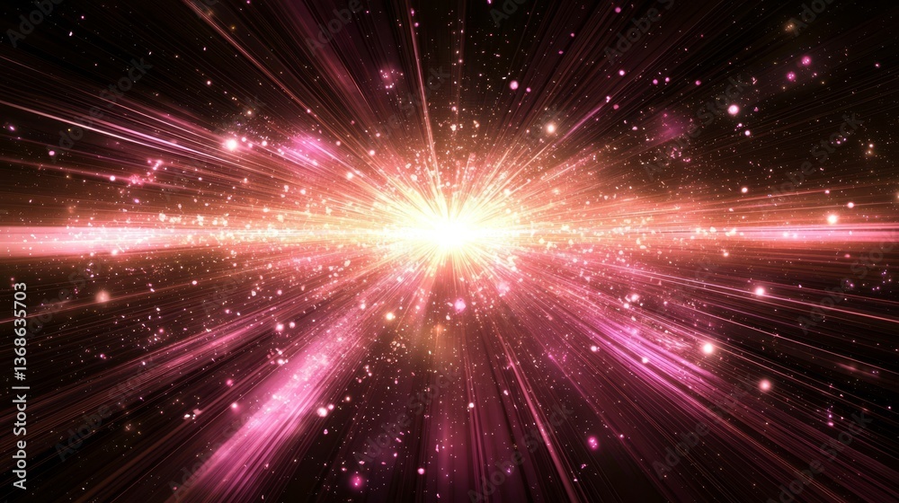 Witness a captivating cosmic explosion of color and energy with swirling particles. Witness a captivating cosmic explosion of color and energy with swirling particles.