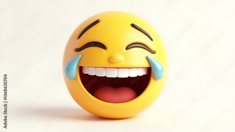 Fototapeta premium 3D Rendering laughing emoji with tears isolated on white background