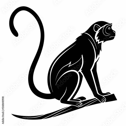 tamarin black silhouette icon vector