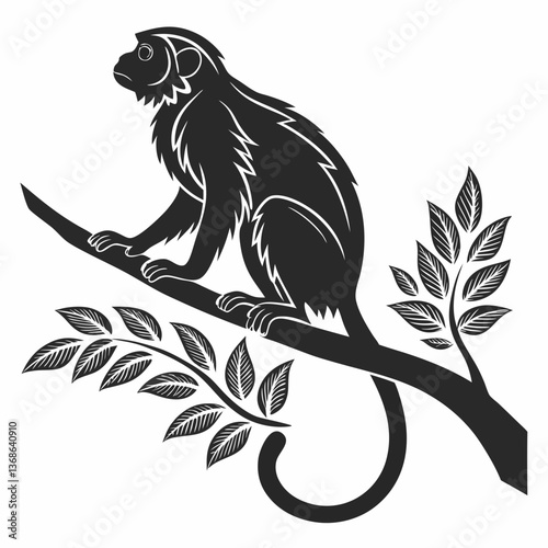 tamarin black silhouette icon vector