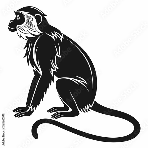 tamarin black silhouette icon vector
