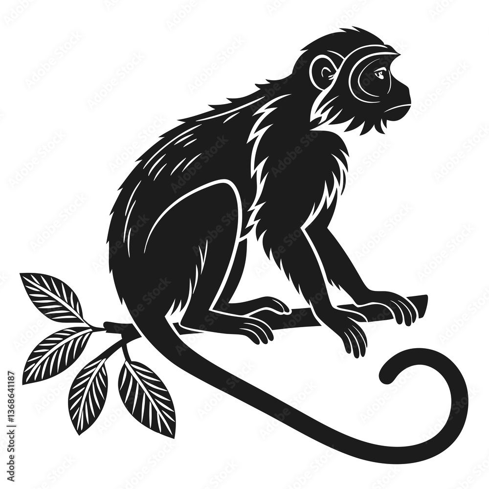 Obraz premium tamarin black silhouette icon vector