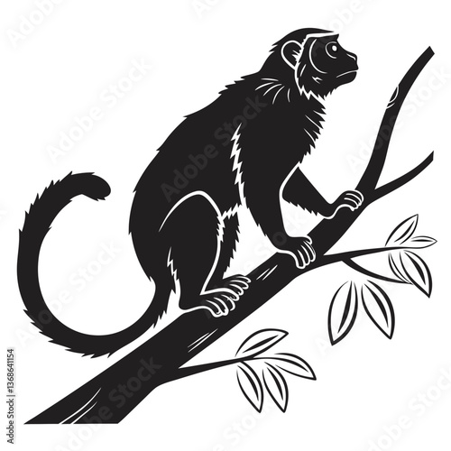 tamarin black silhouette icon vector