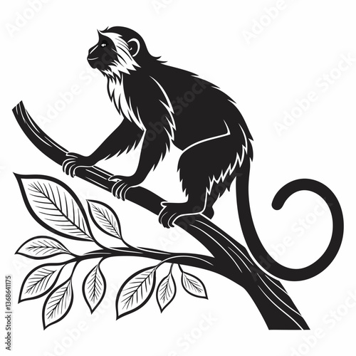 tamarin black silhouette icon vector