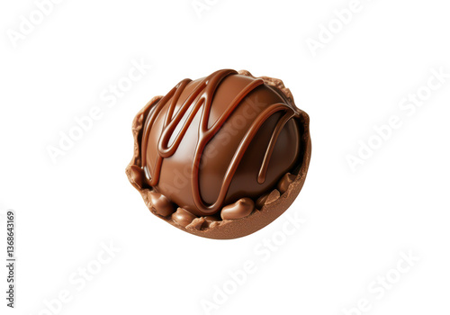 A floating bubly chocolate bar , on a solid white background