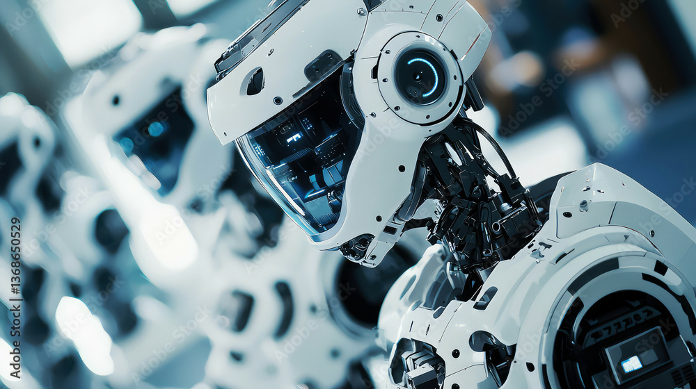 Fototapeta premium Close-up of sophisticated robotic systems designed for zero-gravity assembly tasks