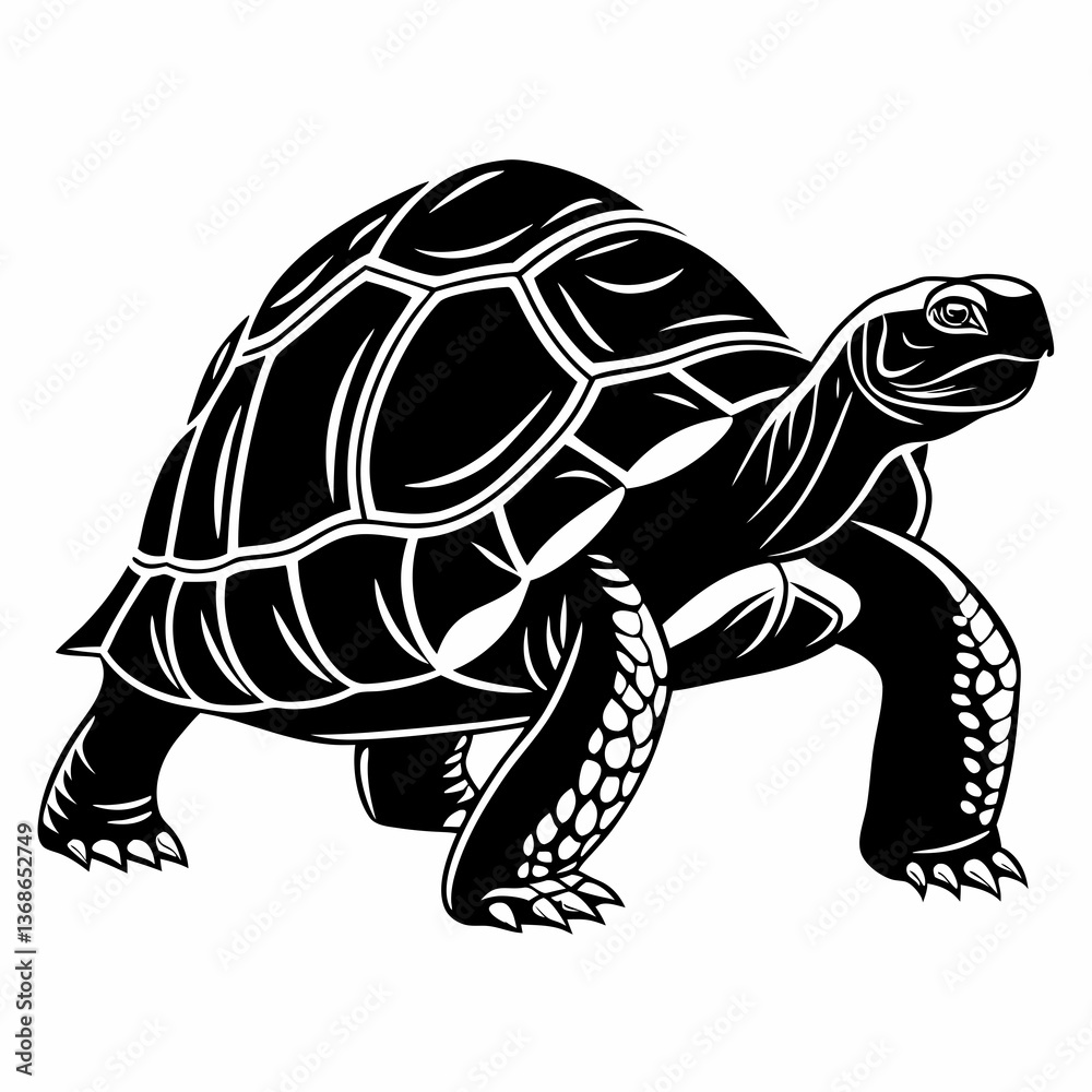 sulcata tortoise black silhouette icon vector