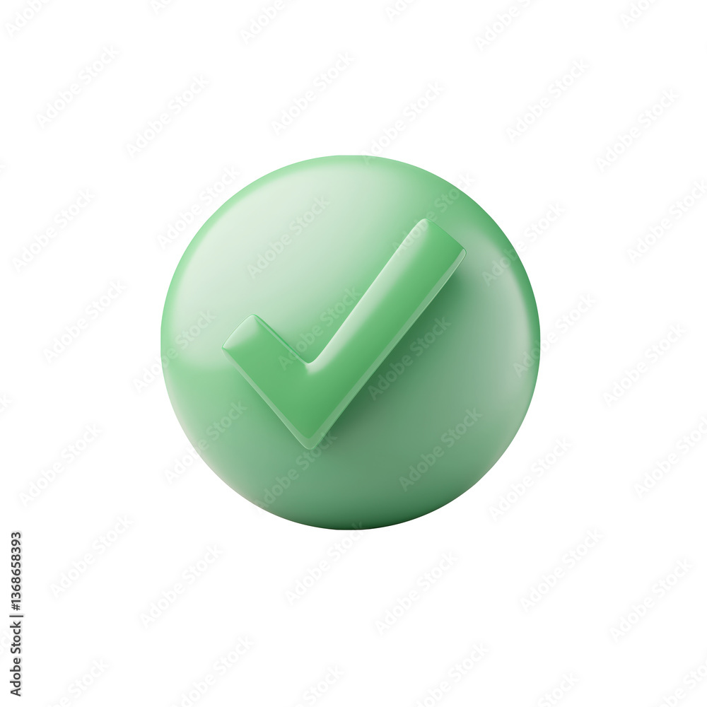 Green check mark symbol against a plain background expressing approval and confirmation in a digital style
