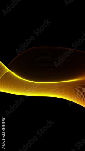 Abstract flowing orange particles lines wave on a dark background. Glowing light streaks and dynamic movement. striking visual effect Ideal for technology futuristic and modern design video
