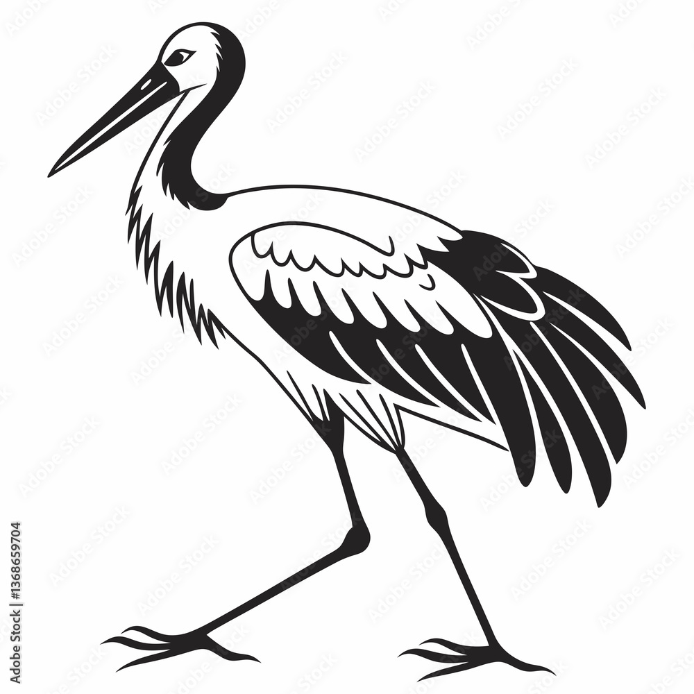 Fototapeta premium stork black silhouette icon vector