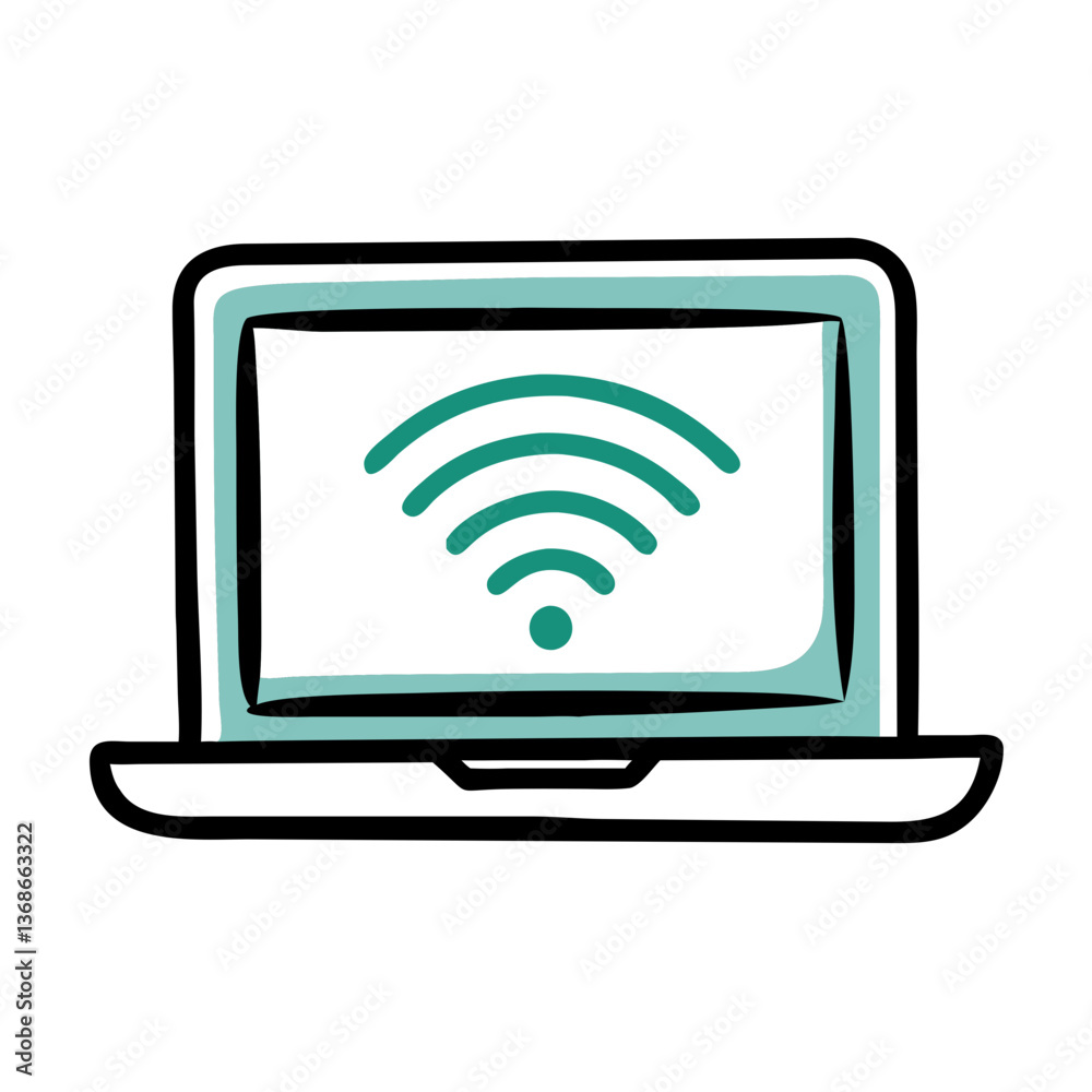 Illustration of laptop screen displaying Wi-Fi signal, symbolizing digital connectivity Illustration of laptop screen displaying Wi-Fi signal, symbolizing digital connectivity