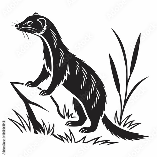 stoat black silhouette icon vector