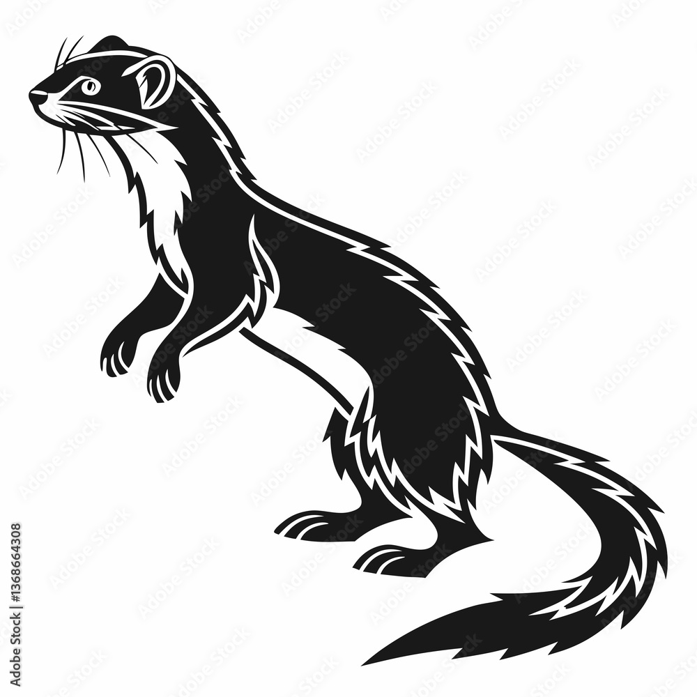 Obraz premium stoat black silhouette icon vector
