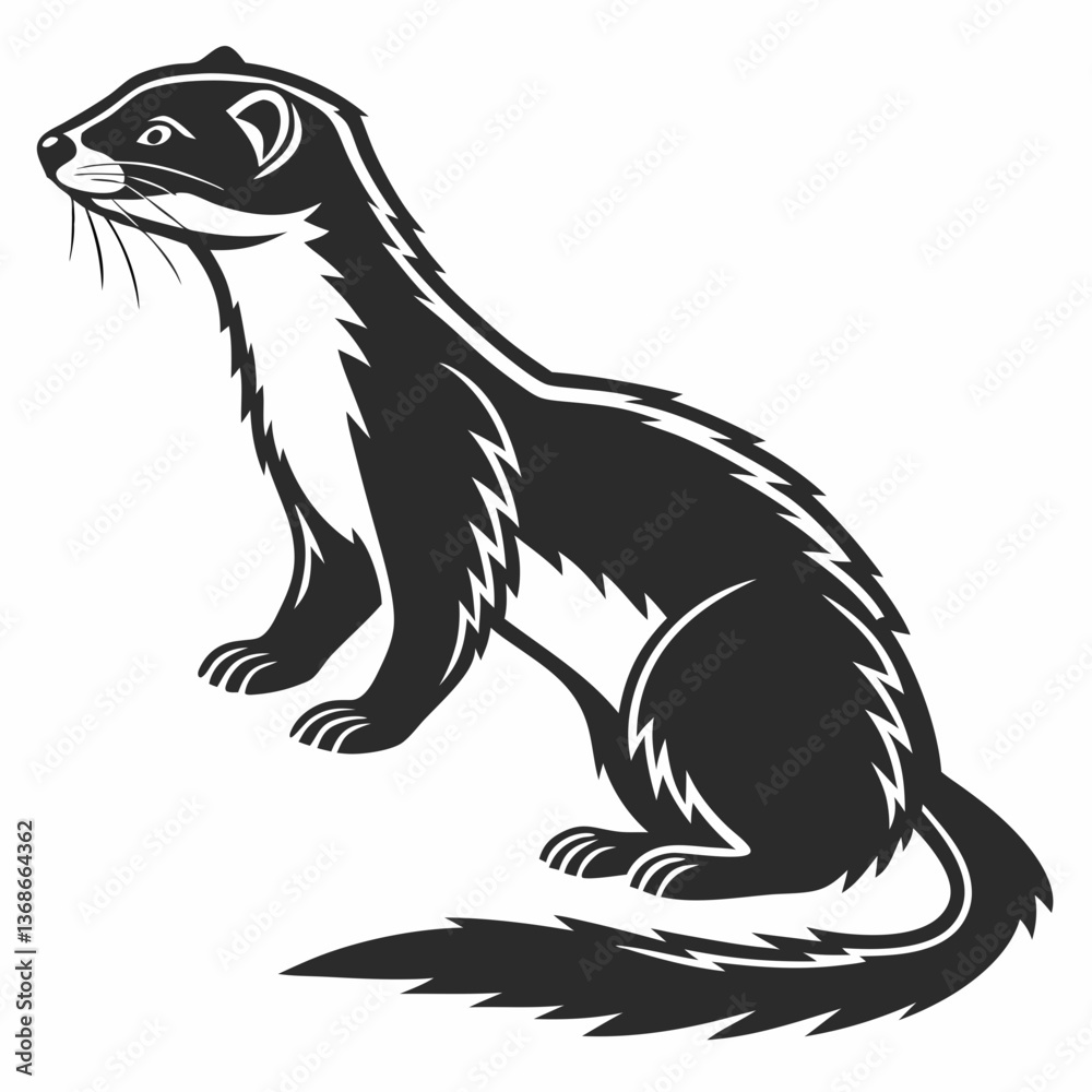 Fototapeta premium stoat black silhouette icon vector