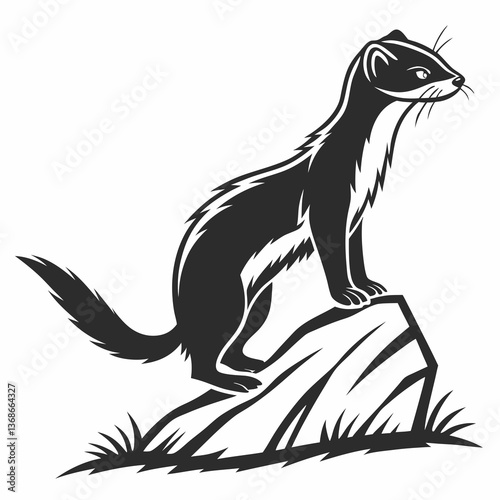 stoat black silhouette icon vector