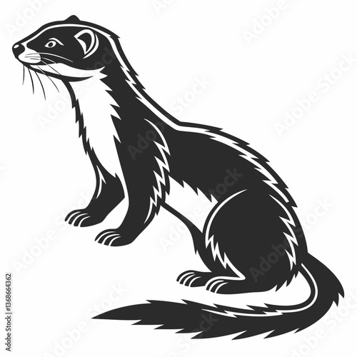 stoat black silhouette icon vector
