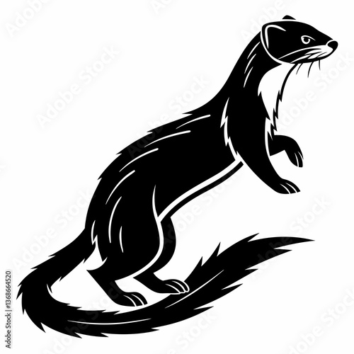 stoat black silhouette icon vector