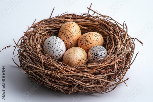 Speckled eggs in a nest – nature’s artistry captured