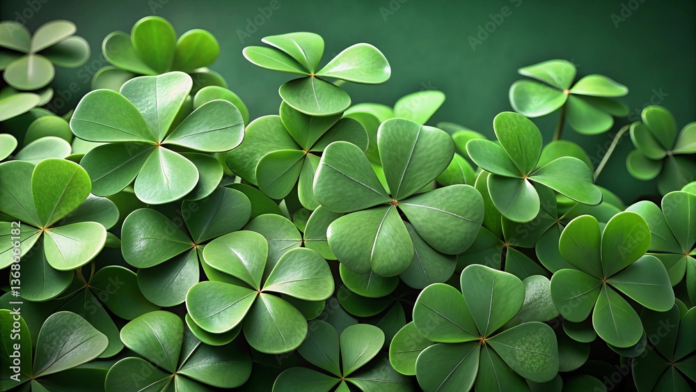 Close-Up of Fresh Clover Leaves on Dark Emerald Background – St. Patrick’s Day Banner Close-Up of Fresh Clover Leaves on Dark Emerald Background – St. Patrick’s Day Banner
