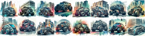 Futuristic concept Armoured car. AI generated illustration photo