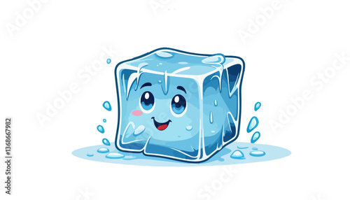 Cheerful Frozen Ice Cube with a Fun and Friendly Face