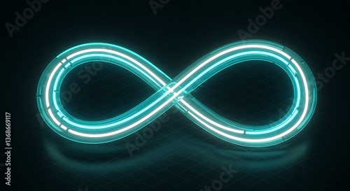 Glowing Infinity Symbol Rendering with Light on Geometric Pattern