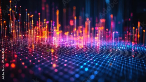 Wallpaper Mural Vivid digital cityscape glowing vibrant colors Torontodigital.ca