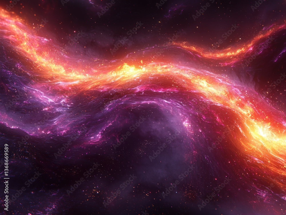 Obraz premium Fiery cosmic river swirls through space.