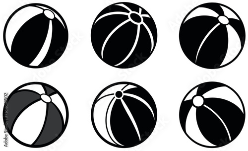 Simple Black and White Beach Balls icon set design