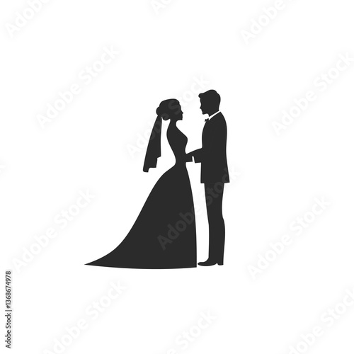 silhouette of bride and groom