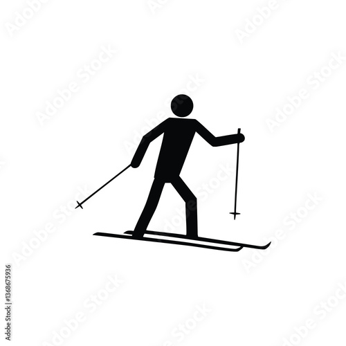 silhouette of skiing