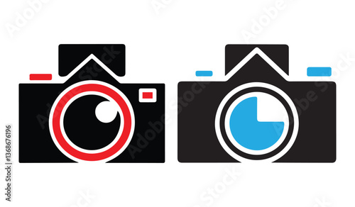 Two Simple Camera Icons with Different Shutter Settings